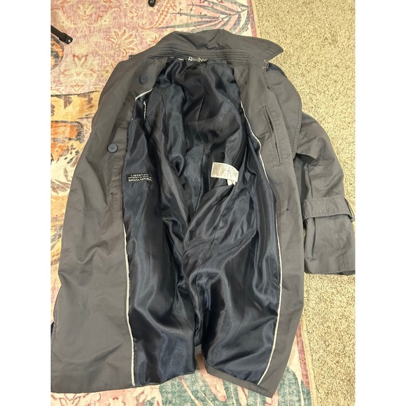 Banana Republic Trench Coat Dark Grey Petite S Preppy Tie Waist Belted - Picture 6 of 8